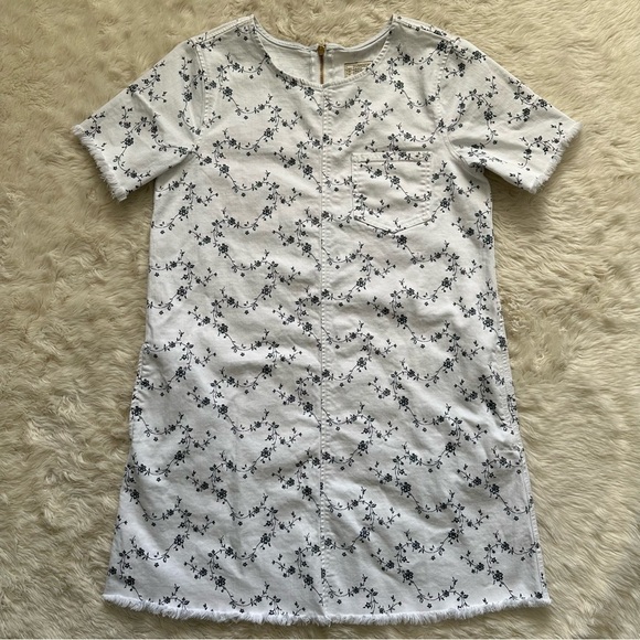 Current/Elliott Dress The Fray Edge Shift Mini Sugar Viney Floral White Blue 3 - Picture 2 of 13